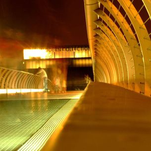 Ghost of London Millennium Bridge at Night