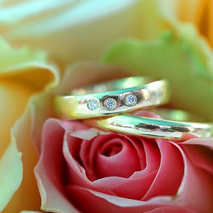 On a bed off roses – wedding photography